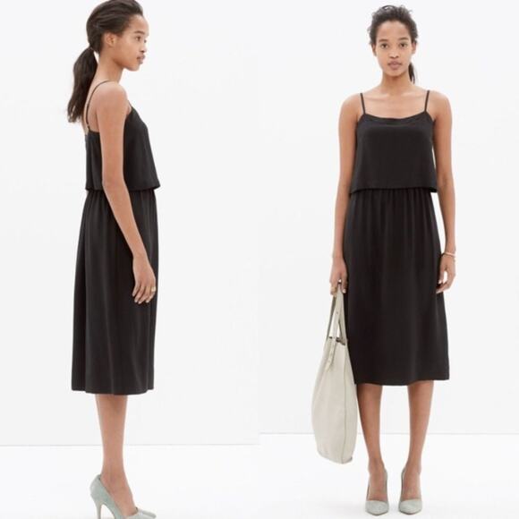 Madewell 0 Camisole Overlay Silk Slip Dress Black - Picture 1 of 5